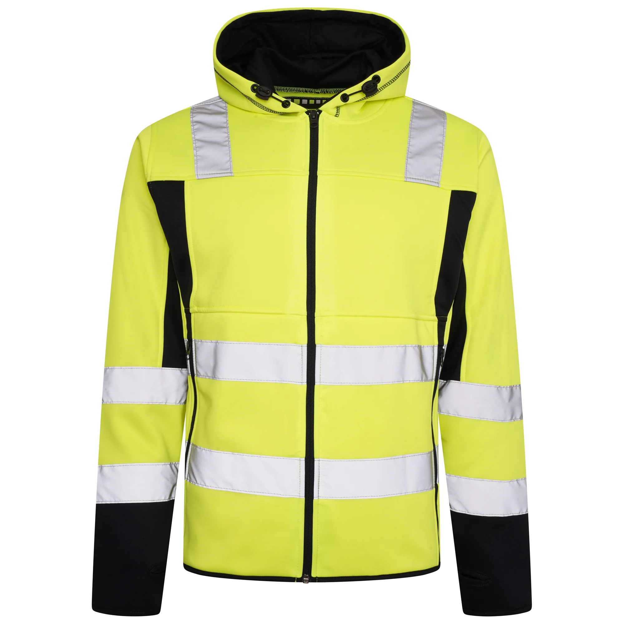 High Vis 2 Long Pockets Zipper Hoodie -Yellow/Navy