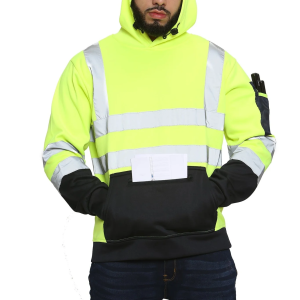 High Vis 3 Zip Pockets Pullover Hoodies - Yellow/Navy
