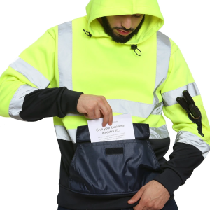 High Vis 3 Flap Pockets Pullover Hoodies - Yellow/Navy