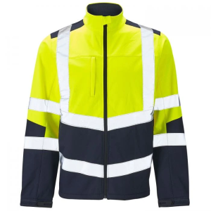 High Vis Softshell waterproof Jacket Yellow/Navy