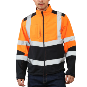 High Vis Softshell waterproof Jacket Removable Hood
