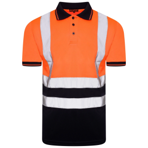 ISO 20471 Class 2 Polo Shirt Orange/Navy