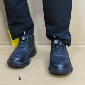 Men's Aviator Workwear Safety Shoes, Professional Steel Toe & Puncture Proof with Air Cushioned & Non Slip Sole - Breathable Shock-Absorbing Black,