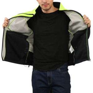 High Vis Softshell waterproof Jacket Yellow/Navy Removable hood